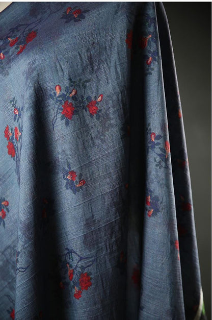 Floral Tencel Ramie Fabric: Sewing Material for Dress, Kimono, Decor - By Meter