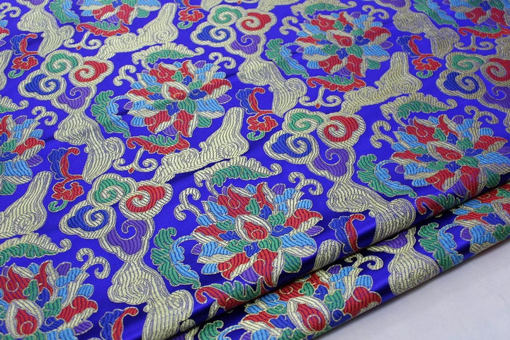 Floral Brocade Fabric: Chinese Style Jacquard Silk Rayon Blend
