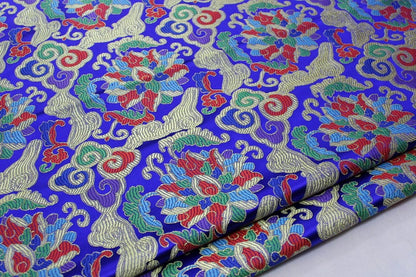 Floral Brocade Fabric: Chinese Style Jacquard Silk Rayon Blend
