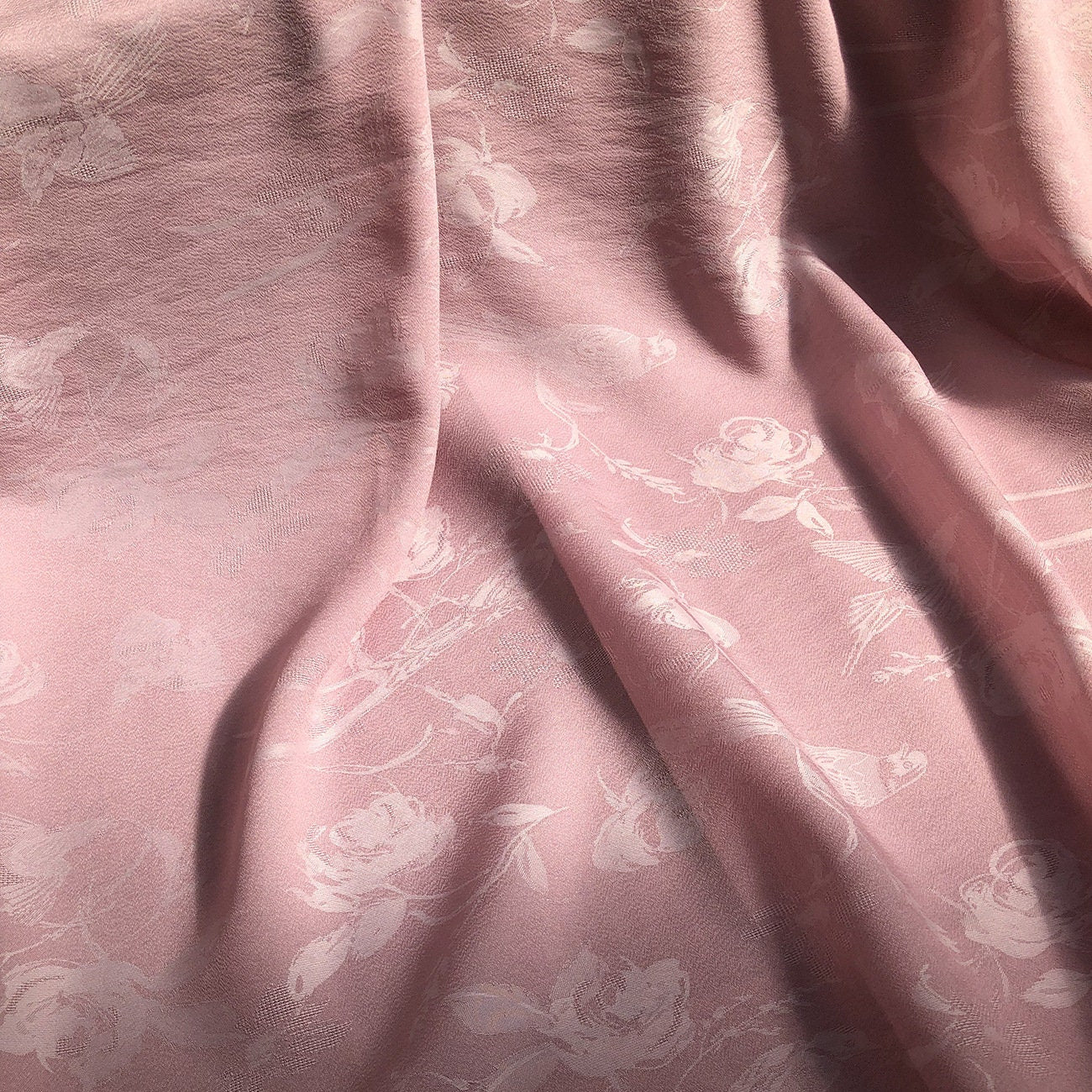 Tissu damassé jacquard à motifs d'oiseaux et de fleurs, double face, pour l'ameublement, les costumes et la couture, largeur 145 cm (vendu au mètre)