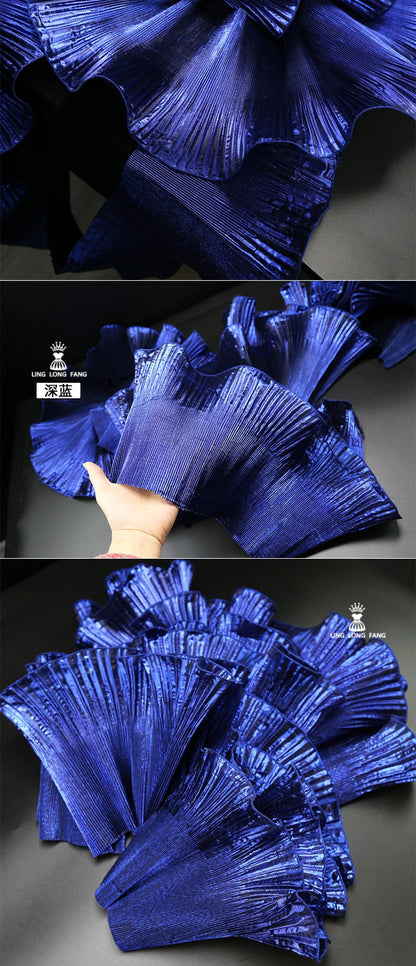 Ruffle Organza Lace: 3D Folds, Metallic Luster Designer Fabric - 7.5" Wide