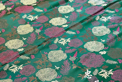 Tissu brocart pivoine : jacquard de soie et rayonne, tissu kimono cheongsam qipao (29,5" de large)