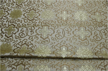 Tissu brocart à médaillon chinois : mélange soie-rayonne de 150 cm de large