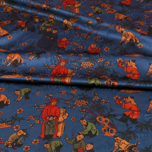 Tissu jacquard à motifs anciens : mélange de rayonne pour la confection de cheongsams, largeur 140 cm