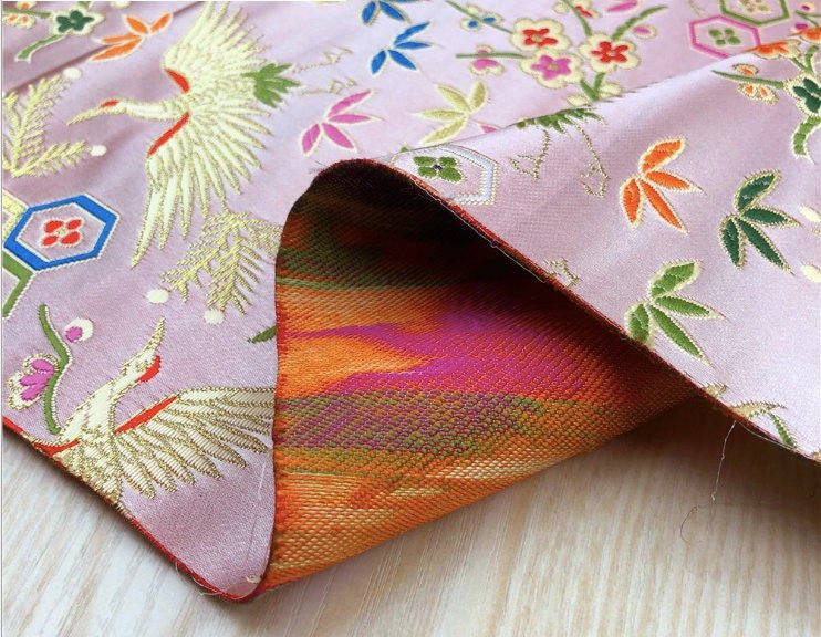 Crane Bird Jacquard Fabric: Chinese New Year Upholstery Fabric - Poppylollipop