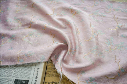 Pink & Gold Jacquard Fabric: 3D Upholstery, Costume, Decor (57"W)