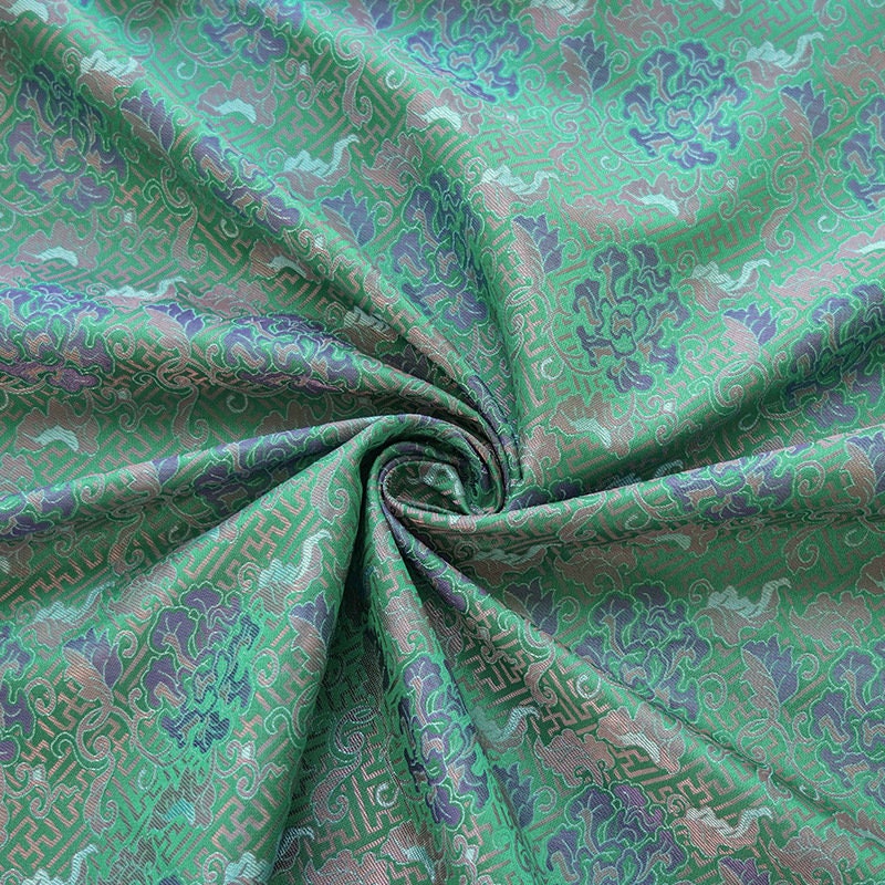 Tissu brocart jacquard à motif floral : motif vase chinois, 150 cm de large