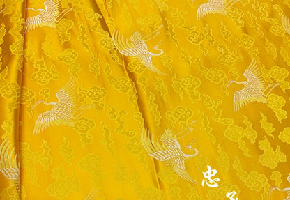 Crane Brocade Fabric: Colorful Cheongsam Qipao Material (29.5"W)