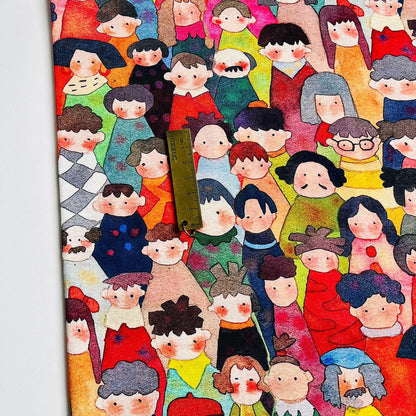 1960s Cartoon Print Cotton Fabric: Sewing, Quilting, Costume - 59"W