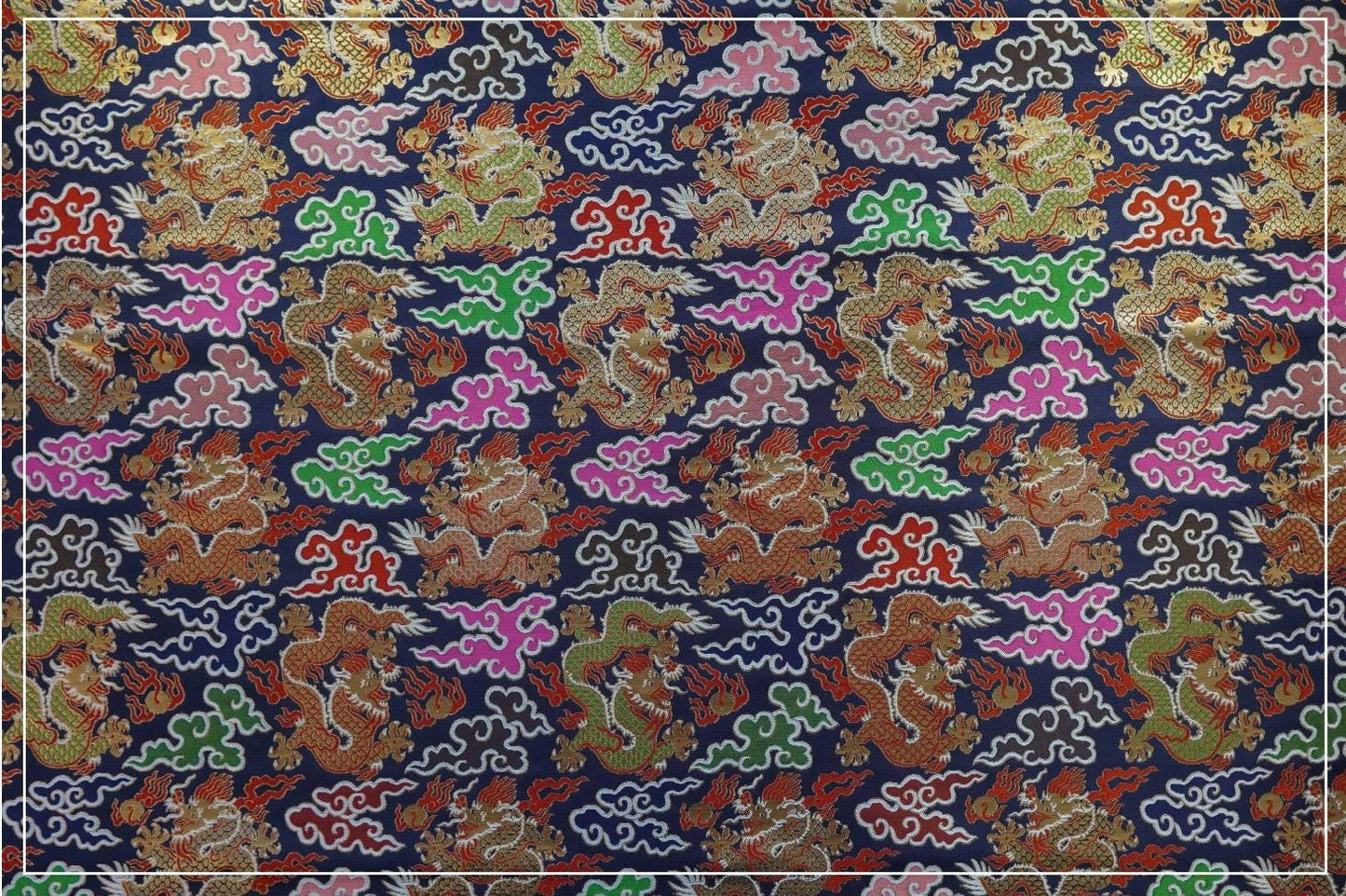 Chinese Dragon Brocade Fabric - Auspicious Cloud Woven Textile, 60" Wide