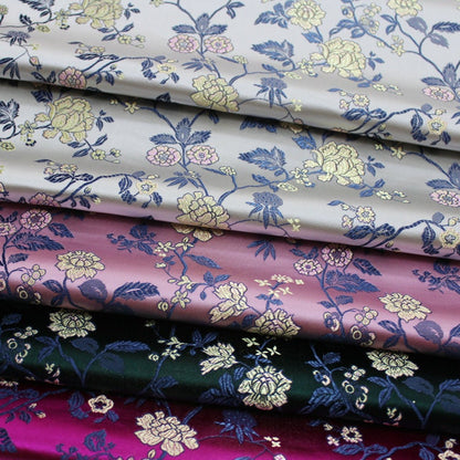 Floral Brocade Fabric: Chinese Style Silk Rayon Blend, 29.5" Wide