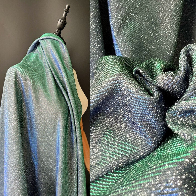 Galaxy Glitter Pleated Knitted Fabric: 57"W Crepe Designer Fabric