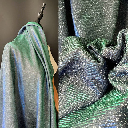 Galaxy Glitter Pleated Knitted Fabric: 57"W Crepe Designer Fabric