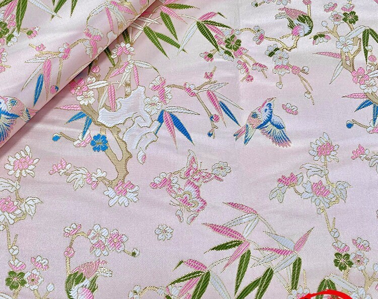 Floral Jacquard Brocade Fabric: 59"W Satin Upholstery