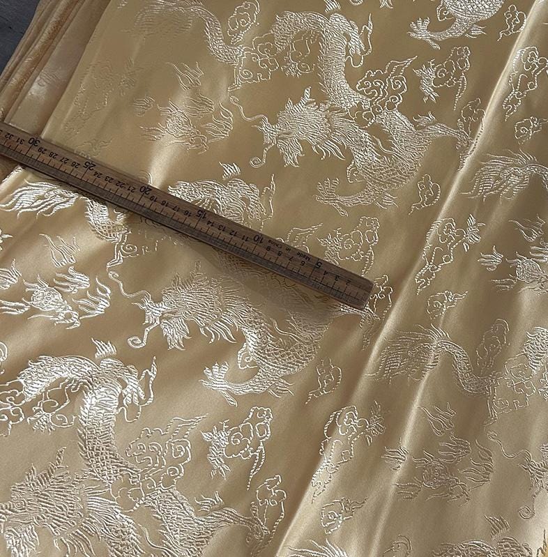 Dragon Jacquard Satin Fabric: 29" Rayon Upholstery, Costume & Decor