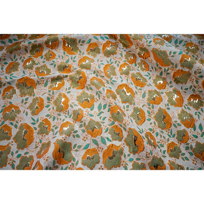 Orange 3D Flower Jacquard Fabric: Upholstery, Costume, Decor - 59"W