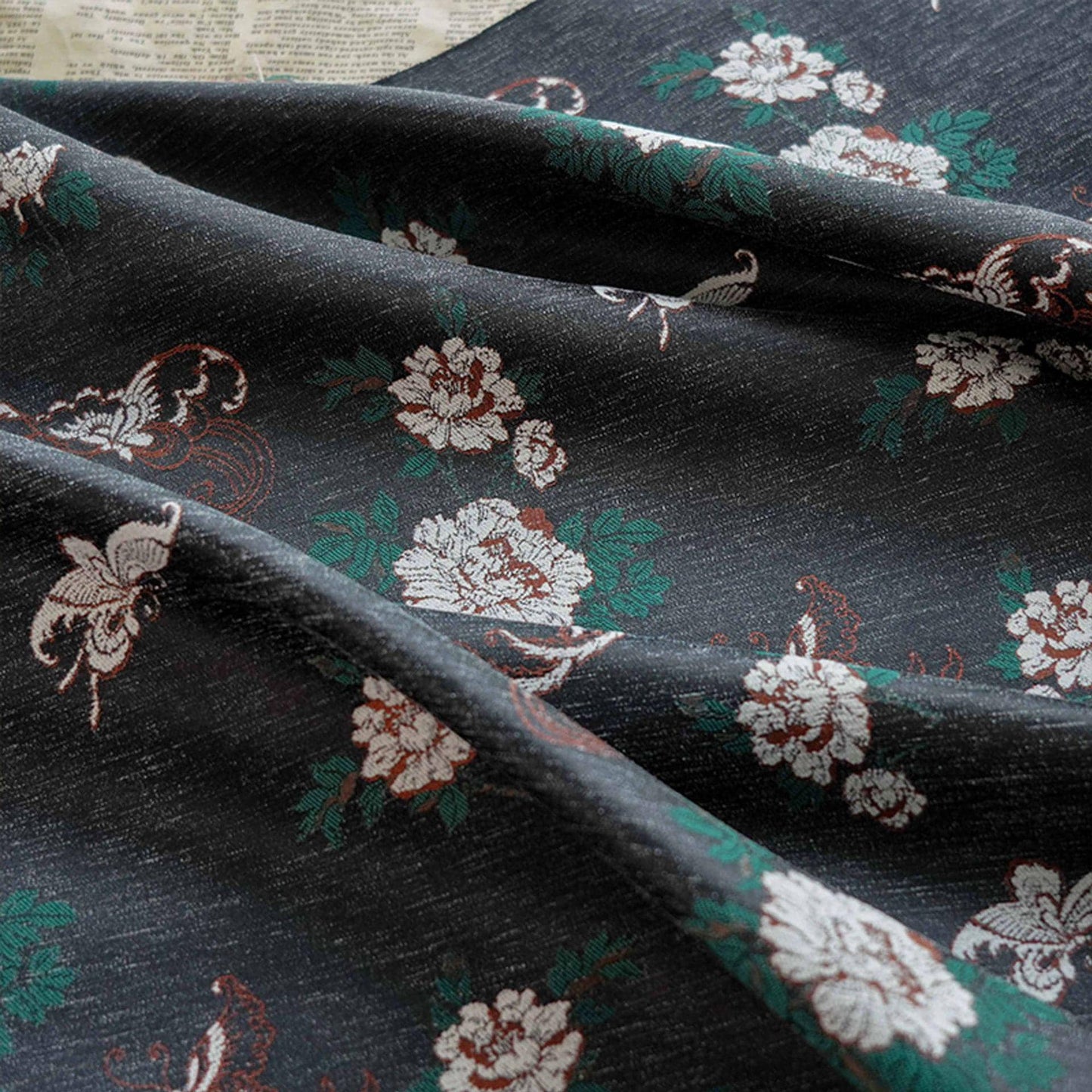 Floral Jacquard Chenille Fabric: 59"W Upholstery Sewing Material