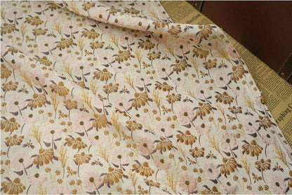 Floral Jacquard Woven Fabric: Coffee Pink Embossed Upholstery, 60" Wide
