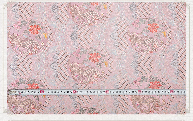Phoenix Brocade Fabric: Sea Wave Silk Rayon Jacquard (29.5"/75cm)