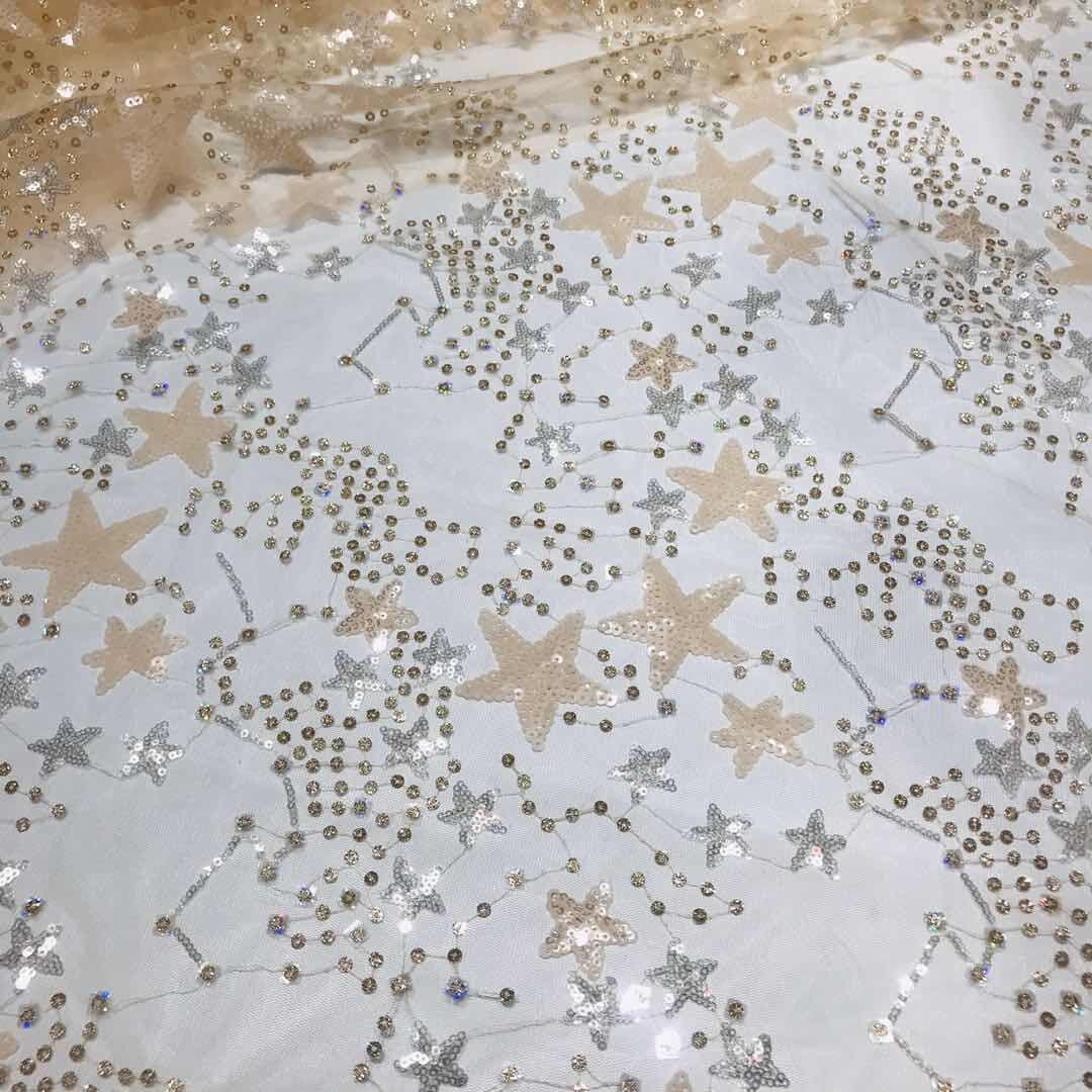 49"W Colorful Star Mesh Sequin Fabric ��� Sparkly Tulle Fabric for Dresses & Crafts, 4 colors to