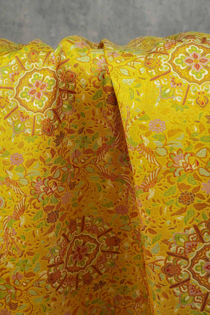 Gold Thread Brocade Fabric: Chinese Style Jacquard Weaving, 59" Wide