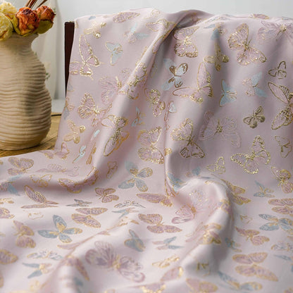 Gold Thread Butterfly Jacquard Fabric: 59" Wide, Rayon Blend