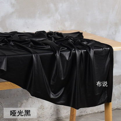 Black Matte Pleather Fabric: 4-Way Stretch Polyester Spandex (58"W)