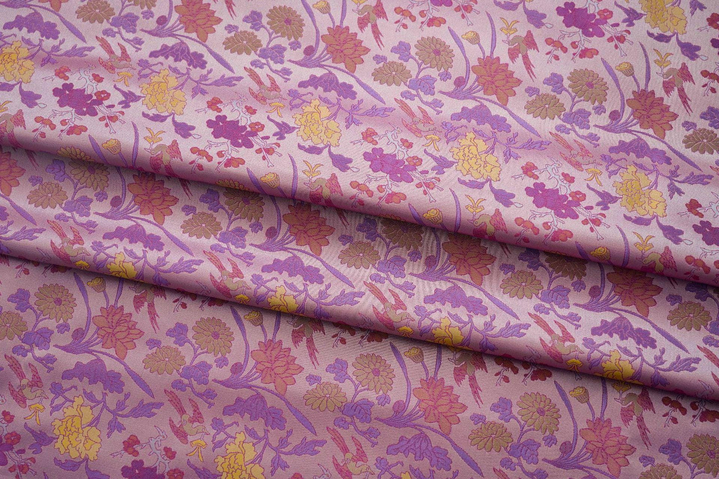 Vintage Jacquard Fabric: 3D Vivid Purple Floral, 55" Wide By The Meter