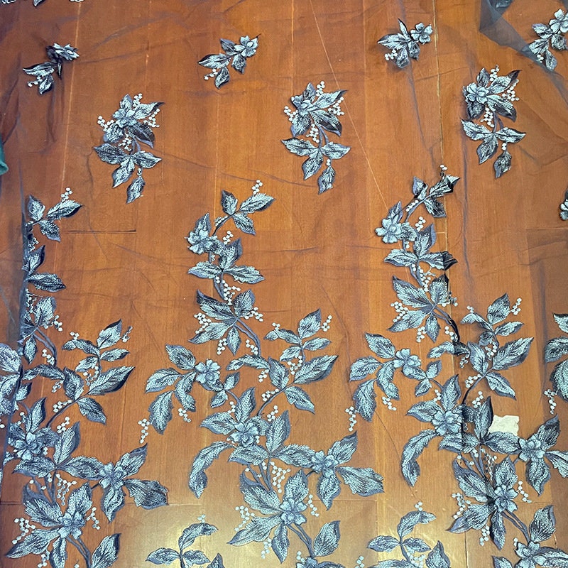 Floral Organza Jacquard Fabric: Gold Thread Dressmaking Material, 57" Wide