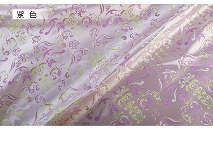 Tissu brocart floral rose et violet : 59 pouces, motif floral zen, pour ameublement
