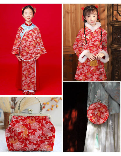 Koi Fish Brocade Fabric: 57"W Chinese Style Rayon Sewing Material