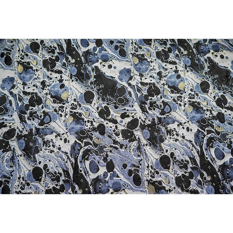 Blue Black Gold Splash Ink Jacquard Fabric: 59"W Upholstery