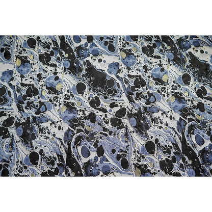 Blue Black Gold Splash Ink Jacquard Fabric: 59"W Upholstery