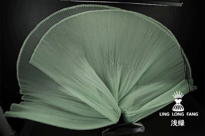 Pleated Tulle Fabric: Stiff Hard Yarn, 63" Wide Designer Material