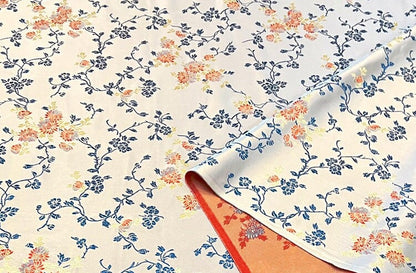 Tissu damassé en brocart de soie : tissu pour robe à motif pivoines, largeur 75 cm