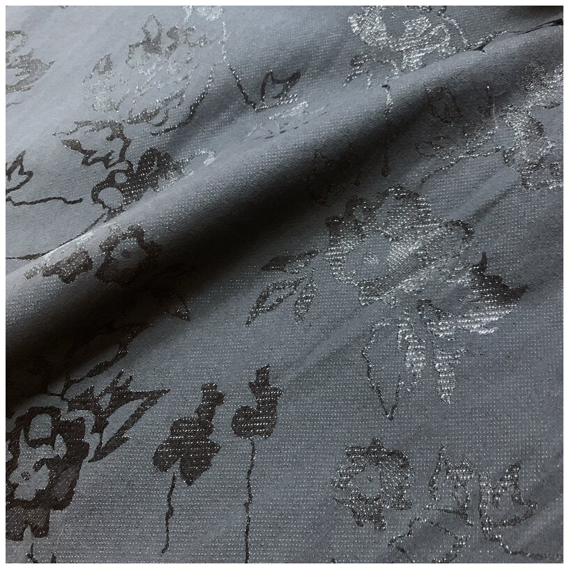 Black Floral Jacquard Fabric: Silk Cotton Blend, 57" Wide, Costume Fabric