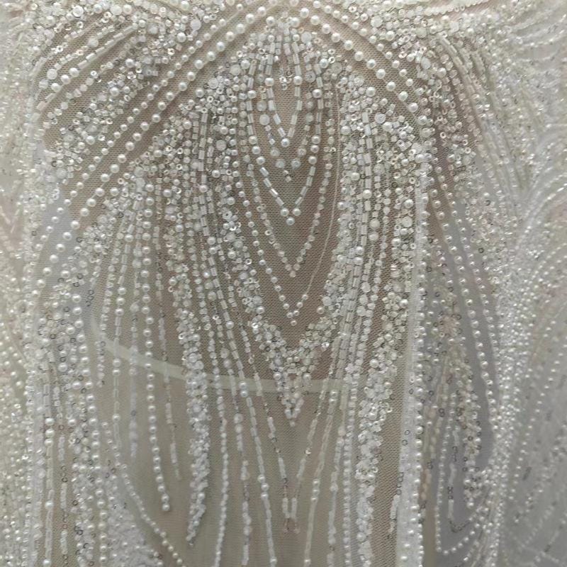 Beaded Sequin Lace Fabric: Bridal Wedding Veil, Gown Accessory