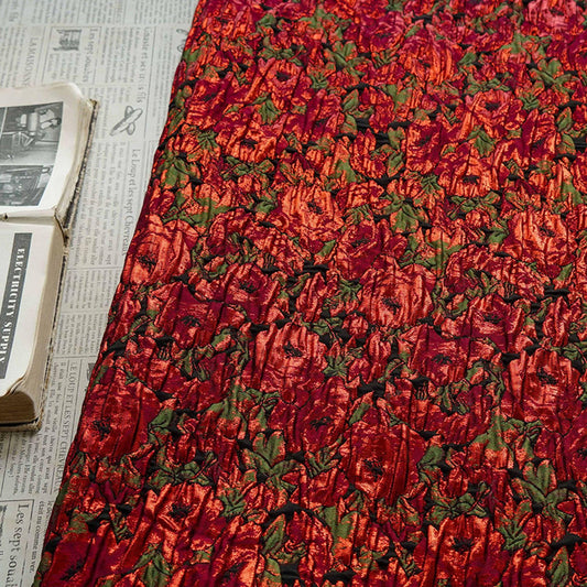 Tissu jacquard à motif floral abstrait en relief 3D avec fil doré, largeur 57 pouces
