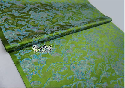 Ocean Waves Brocade Fabric: 29.5"W Silk Rayon Jacquard
