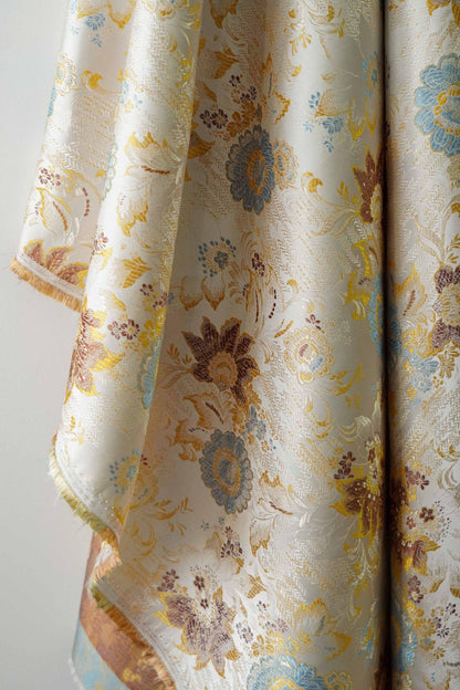 Floral Brocade Fabric: Silky Jacquard, Chinese Wedding Style, 58"W
