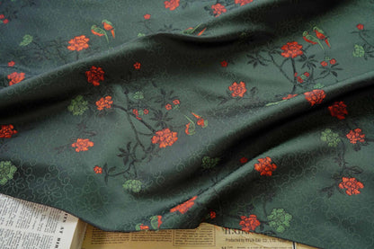 Floral Brocade Fabric: 59"W Polyester Rayon Blend, Costume Decor