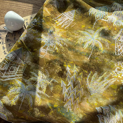 Rayon Silk Jacquard Xiangyun Fabric, Handcrafted Warm Forest Home Textile for Sewing, Dressmaking, DIY Craf" Wide