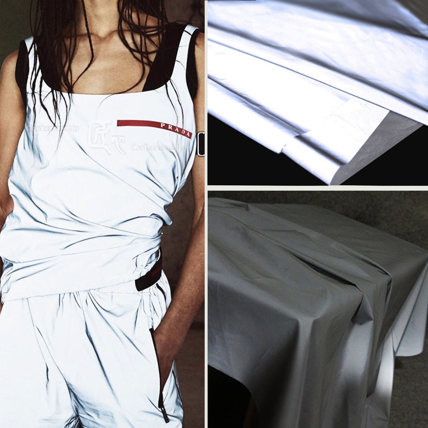 High Visibility Reflective Fabric: Silver Luminescent Polyester