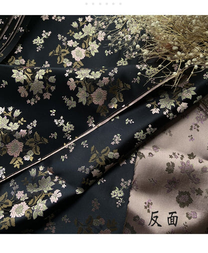 Pink Floral Brocade Fabric: Shiny Rayon Chinese Silk (By The Meter)