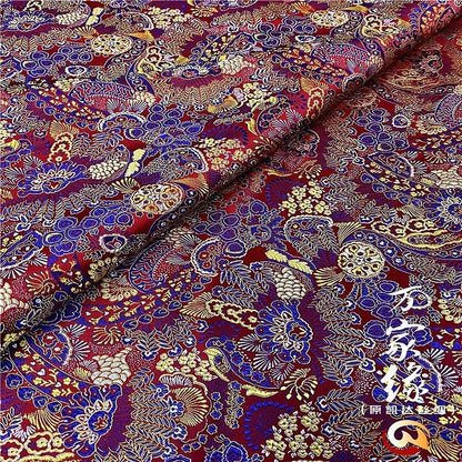 Plumeria Silk Brocade Fabric: Hand Woven Damask (29.5"W)