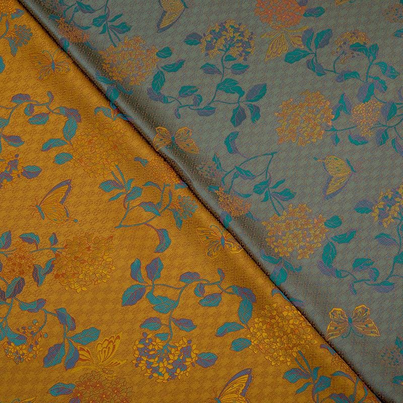 Floral Silk Brocade Fabric: Multicolored Cheongsam Qipao, 29.5"W