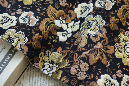 Baroque Jacquard Fabric: Gold Woven Palace Style Material - 59"W