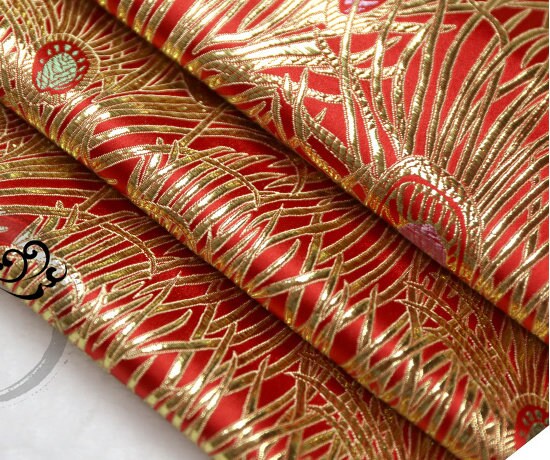Peacock Tail Brocade Fabric: Silk Rayon Jacquard (29.5"W)