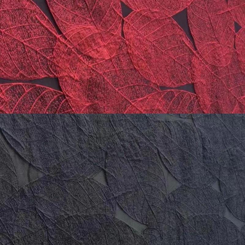 Metallic Leaf Jacquard Fabric: 3D Texture, 59" Wide, Upholstery & Sewing