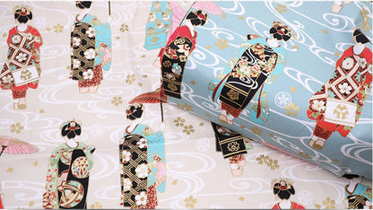 Tissu en coton et élasthanne à motif geisha : matériel de couture pour kimono
